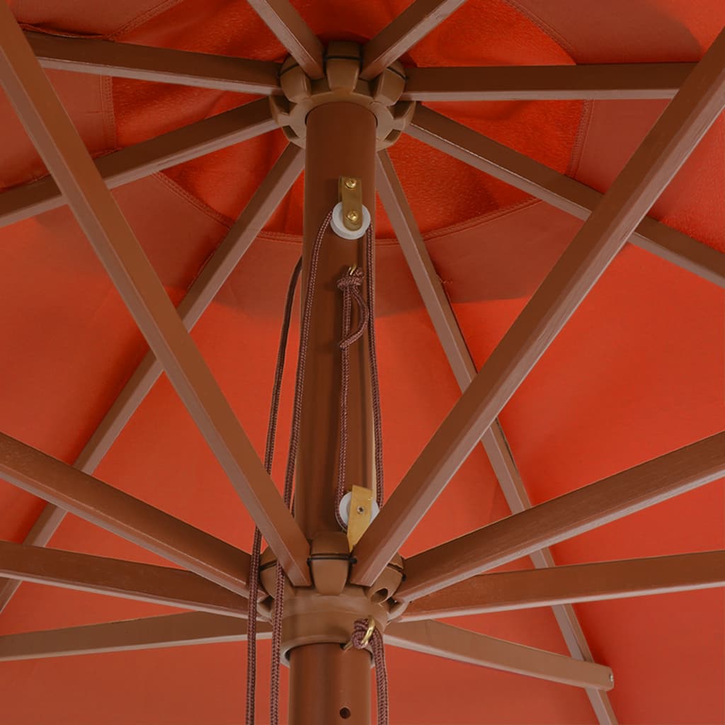 vidaXL Umbrelă de soare de exterior, stâlp lemn, cărămiziu, 350 cm vidaXL Umbrelă de soare de exterior, stâlp lemn, cărămiziu, 350 cm