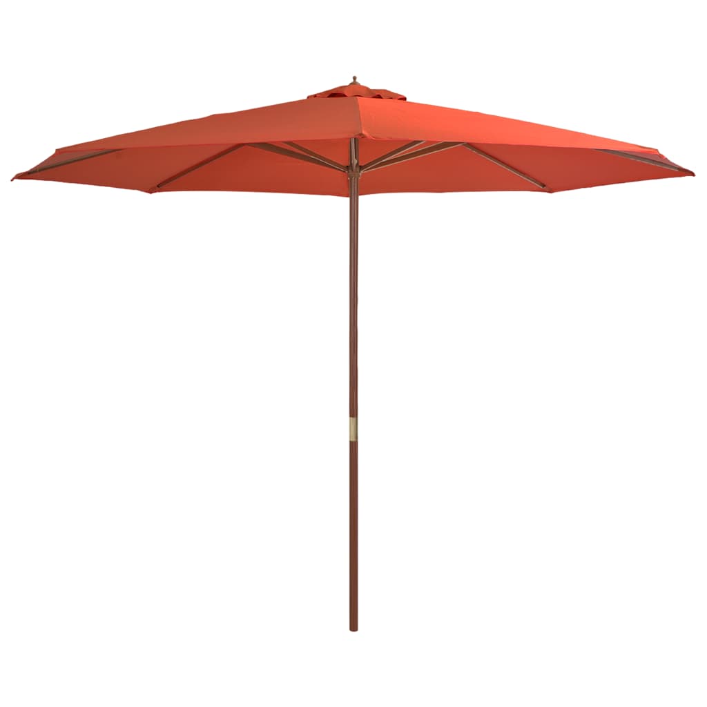 vidaXL Umbrelă de soare de exterior, stâlp lemn, cărămiziu, 350 cm vidaXL Umbrelă de soare de exterior, stâlp lemn, cărămiziu, 350 cm
