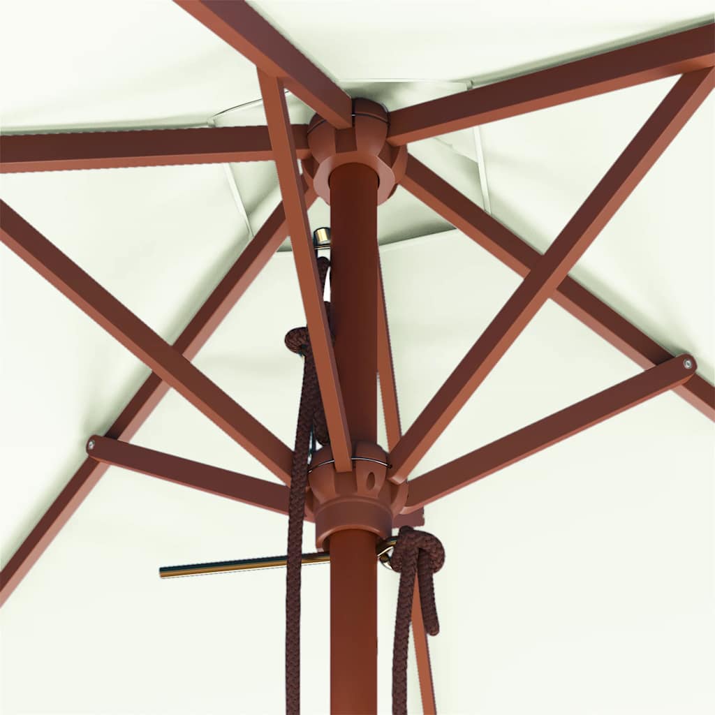 vidaXL Umbrelă de soare, exterior, stâlp lemn, 150x200 cm, nisipiu