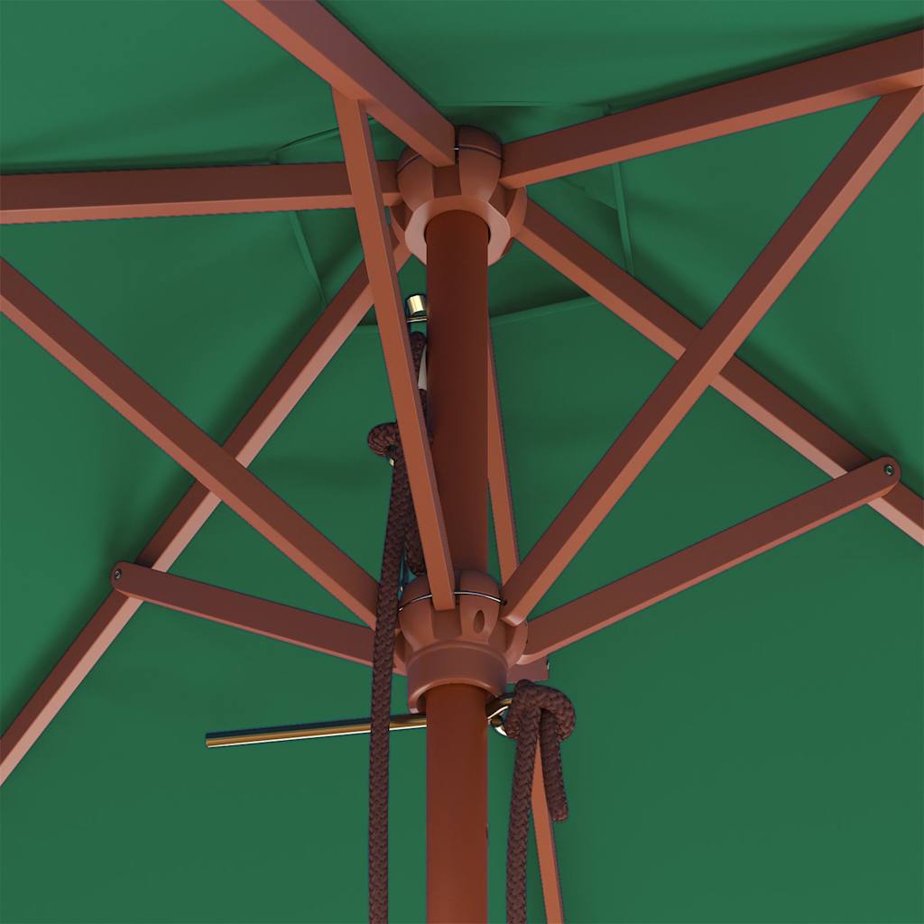 vidaXL Umbrelă de soare, exterior, stâlp lemn, 150x200 cm, verde