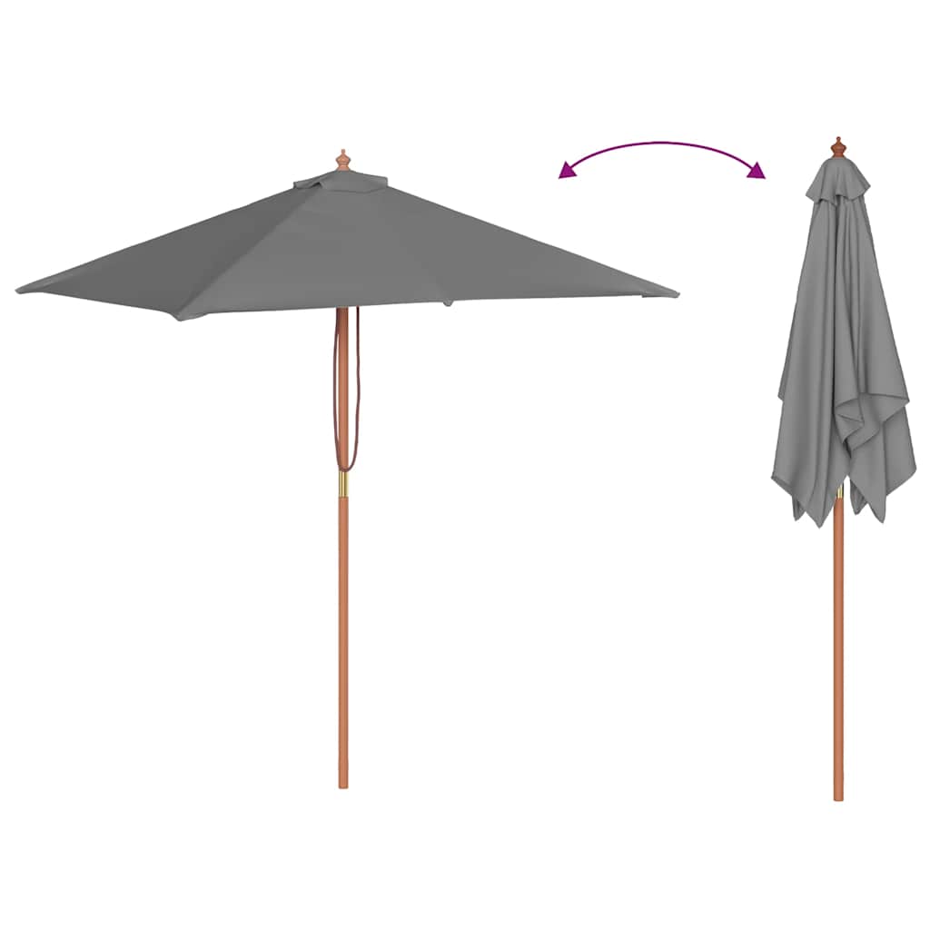 vidaXL Umbrelă de soare, exterior, stâlp lemn, 150x200 cm, antracit