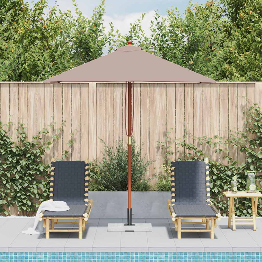 vidaXL Umbrelă de soare, exterior, stâlp lemn, 150x200 cm, gri taupe