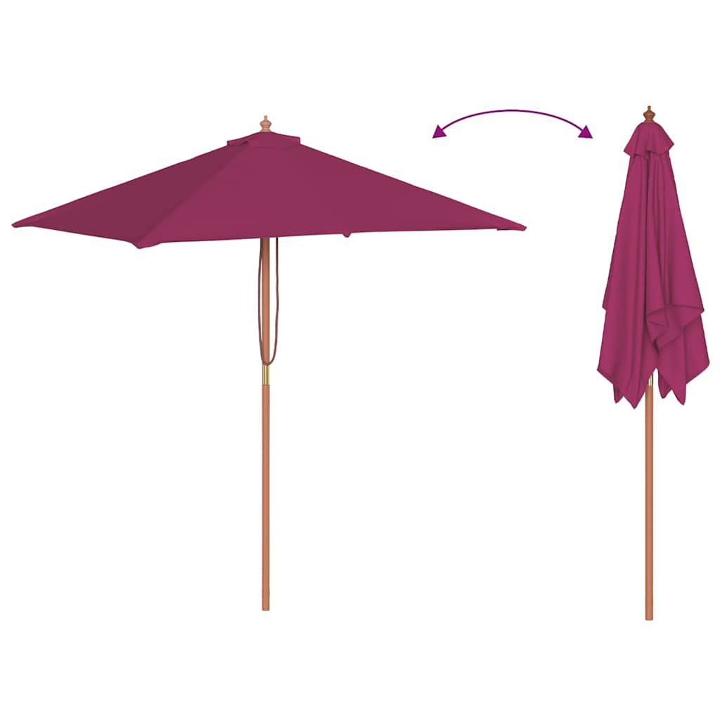 vidaXL Umbrelă de soare de exterior, stâlp lemn, 150x200 cm roșu bordo