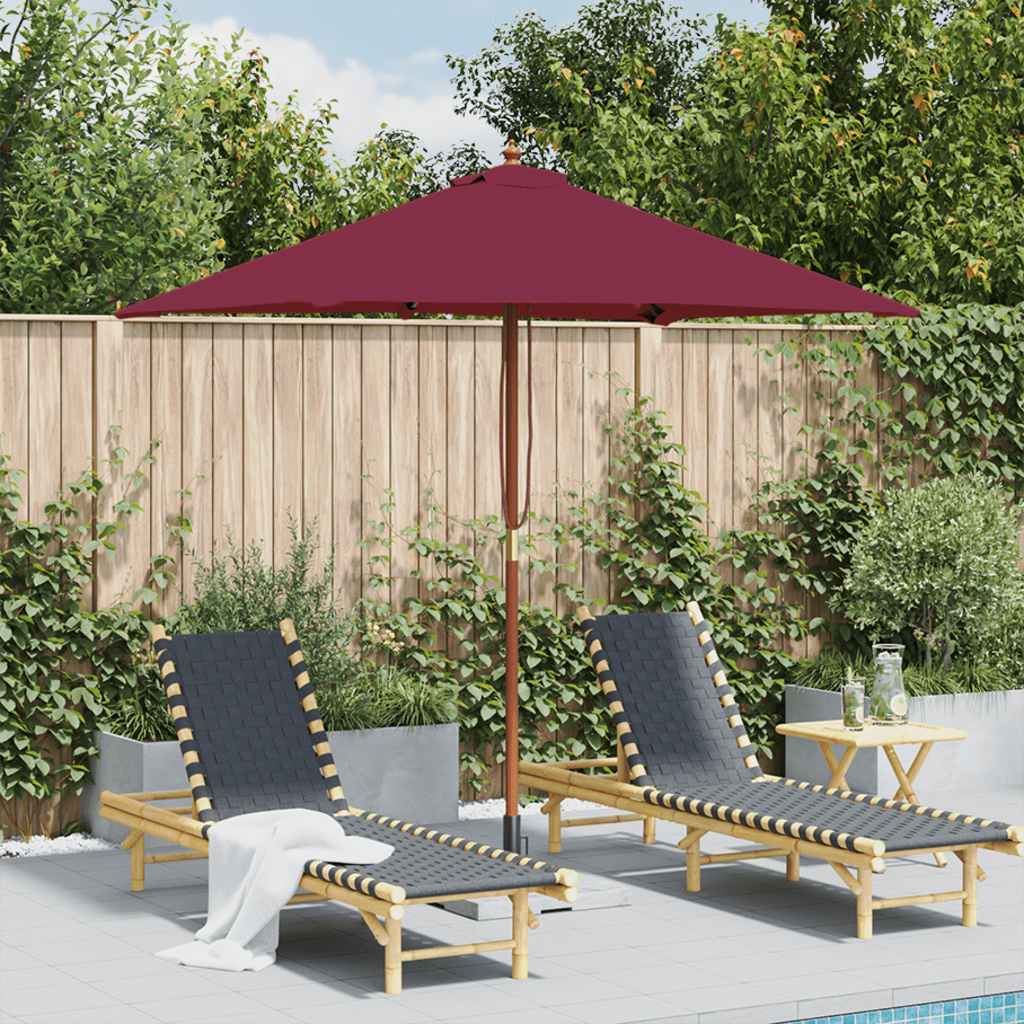 vidaXL Umbrelă de soare de exterior, stâlp lemn, 150x200 cm roșu bordo