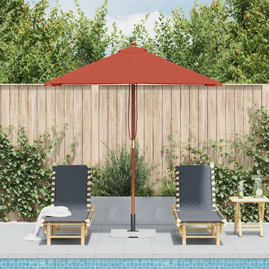 vidaXL Umbrelă de soare de exterior, stâlp lemn, 150x200 cm, teracotă