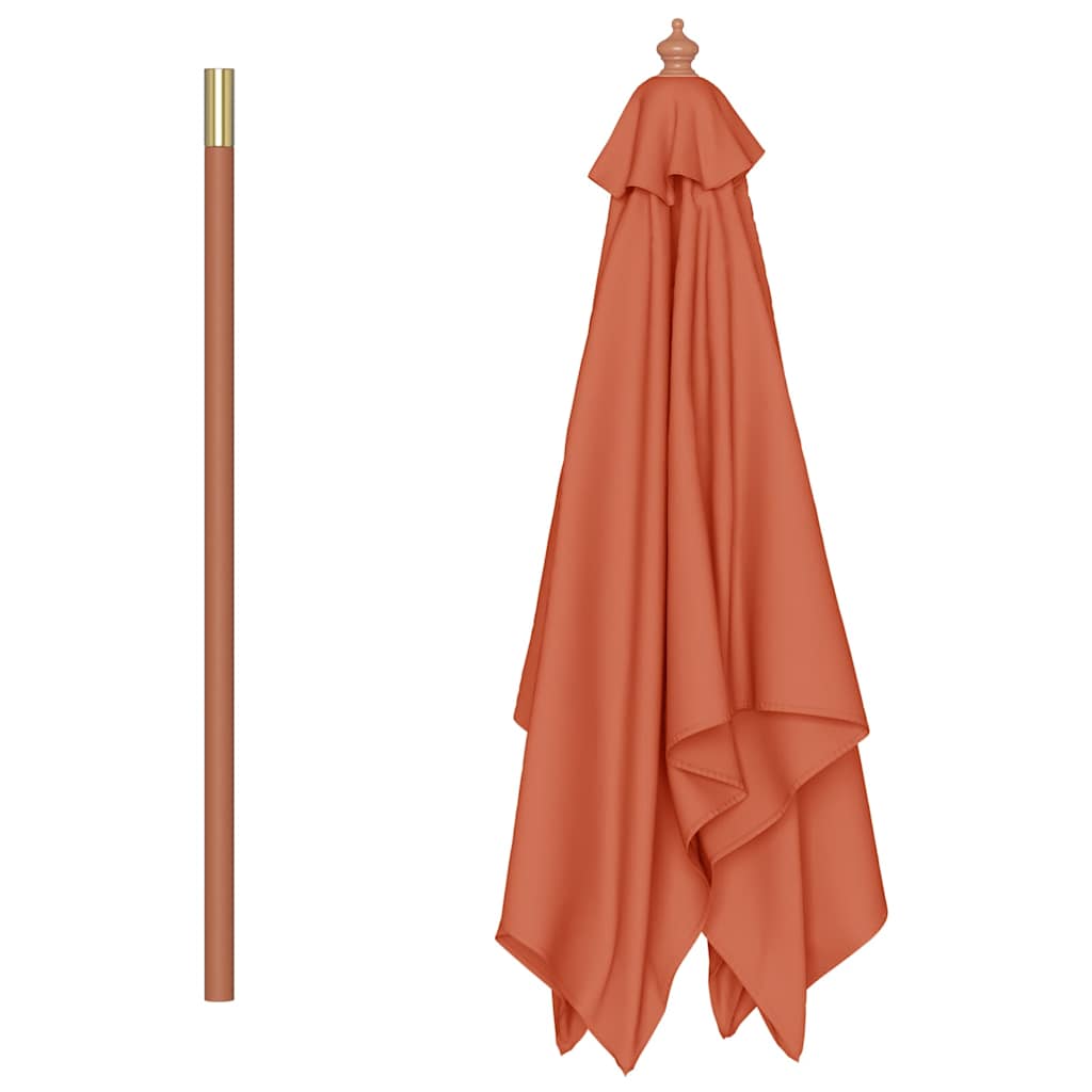 vidaXL Umbrelă de soare de exterior, stâlp lemn, 150x200 cm, teracotă