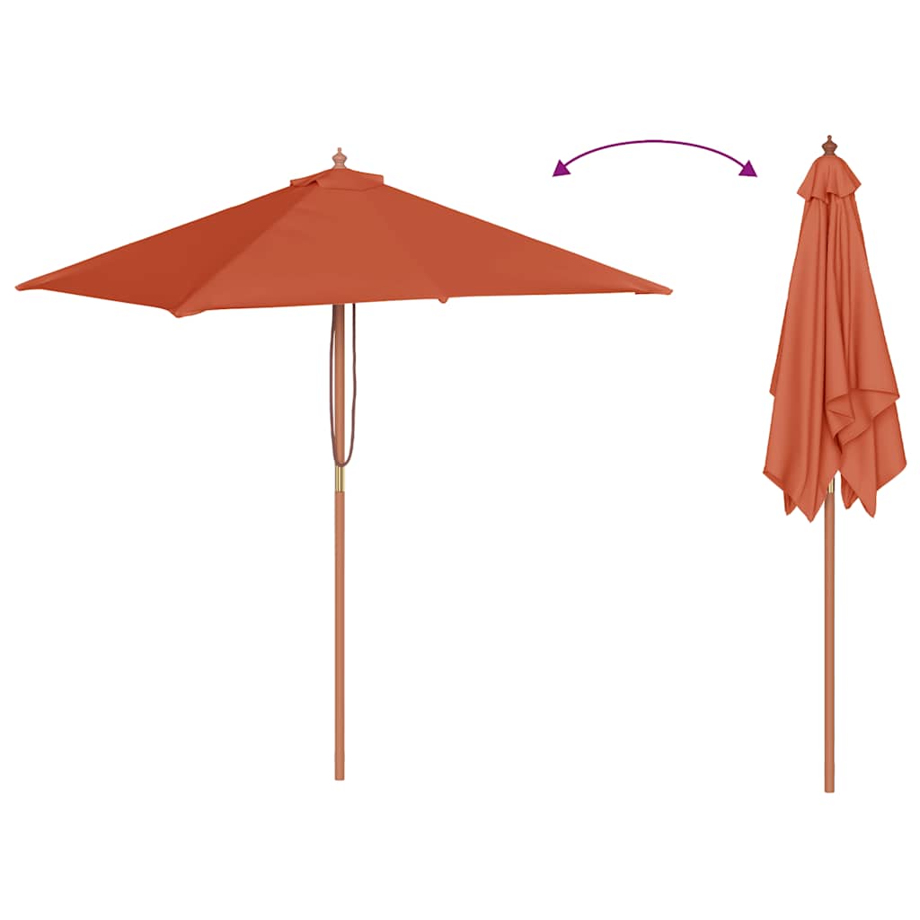 vidaXL Umbrelă de soare de exterior, stâlp lemn, 150x200 cm, teracotă