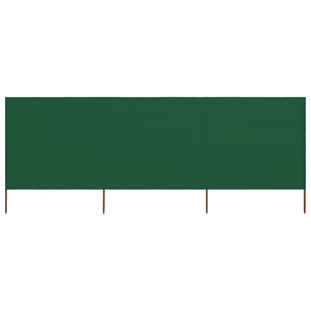 vidaXL Paravan anti-vânt cu 3 panouri, verde, 400x120 cm, textil
