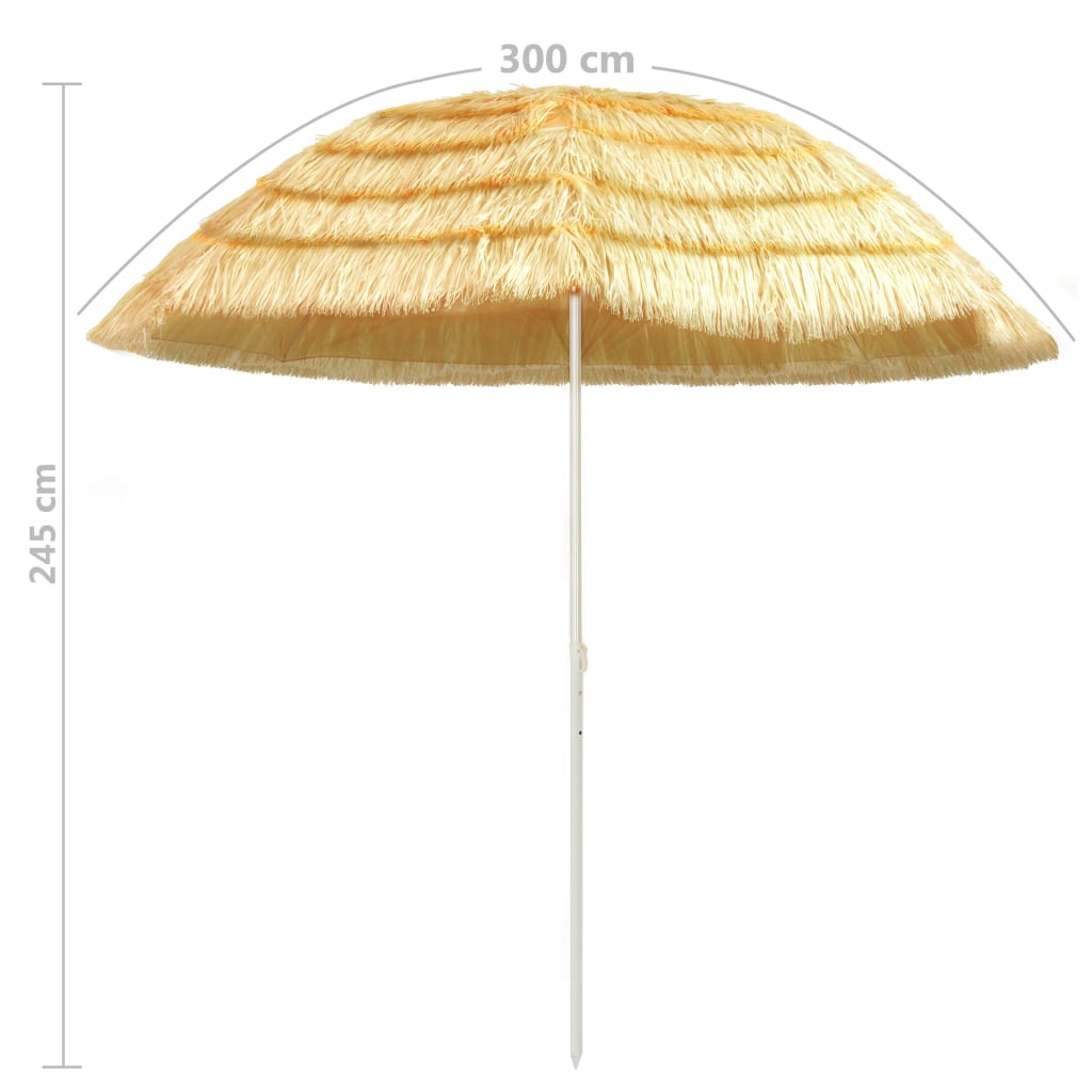 vidaXL Umbrelă de plajă, natural, 300 cm, stil hawaiian
