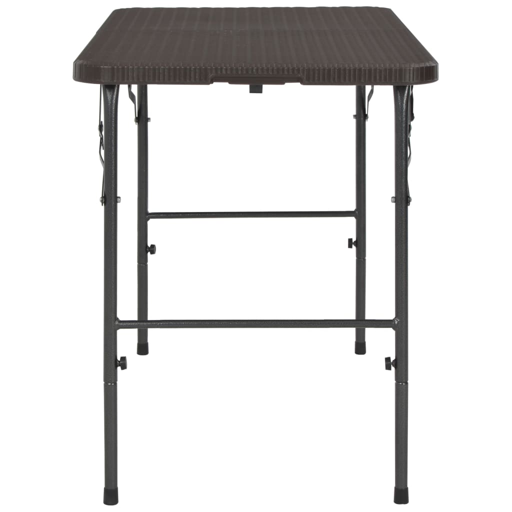 vidaXL Masă de grădină pliabilă, maro, 120x60x74, HDPE, aspect ratan