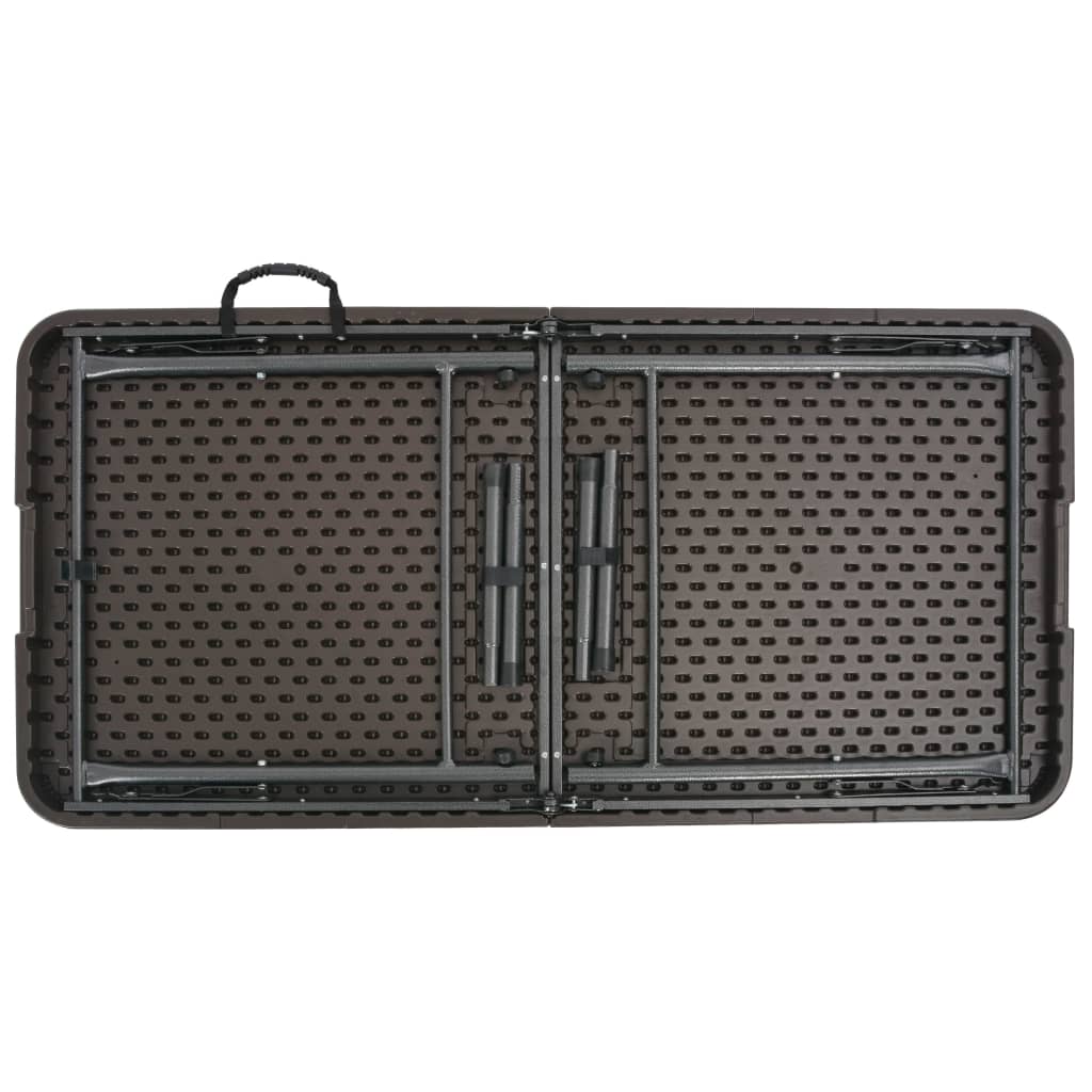 vidaXL Masă de grădină pliabilă, maro, 120x60x74, HDPE, aspect ratan