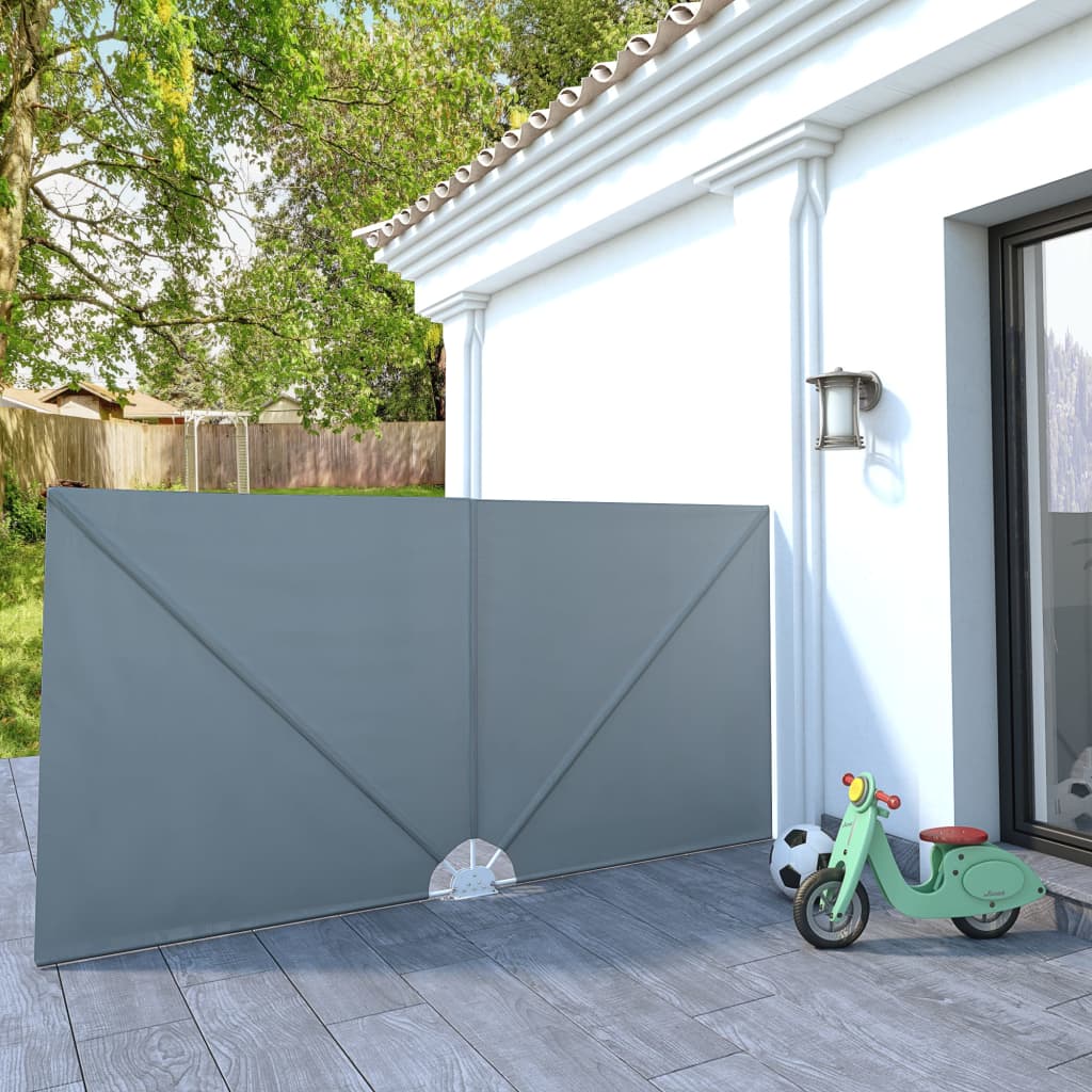 vidaXL Copertină laterală pliabilă de terasă, gri, 300x150 cm vidaXL Copertină laterală pliabilă de terasă, gri, 300x150 cm