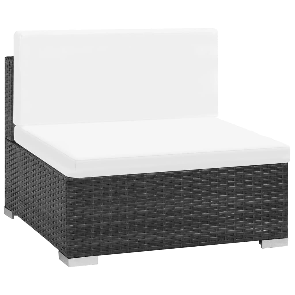 vidaXL Set mobilier de grădină cu perne, 7 piese, negru, poliratan vidaXL Set mobilier de grădină cu perne, 7 piese, negru, poliratan