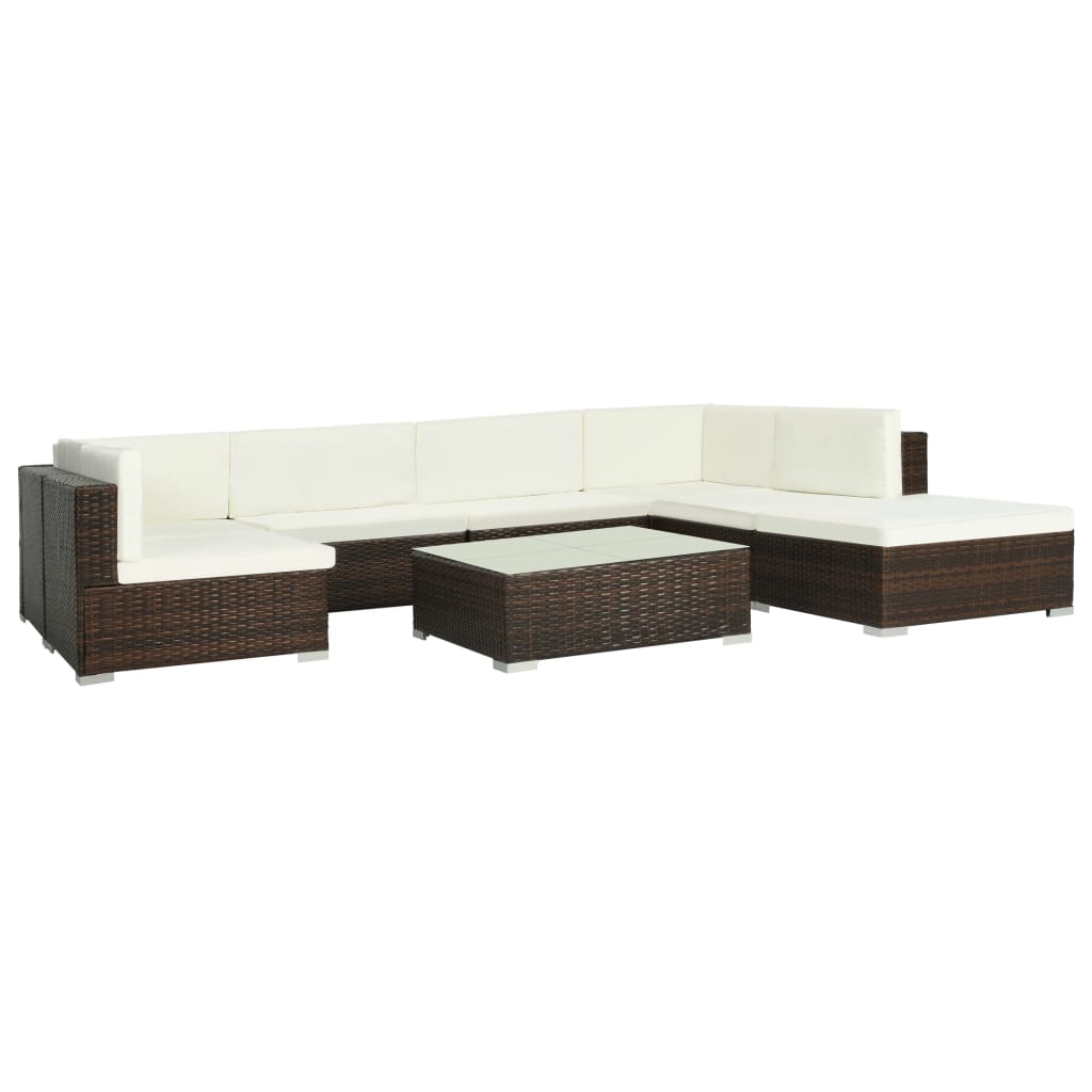 vidaXL Set mobilier de grădină cu perne, 8 piese, maro, poliratan vidaXL Set mobilier de grădină cu perne, 8 piese, maro, poliratan