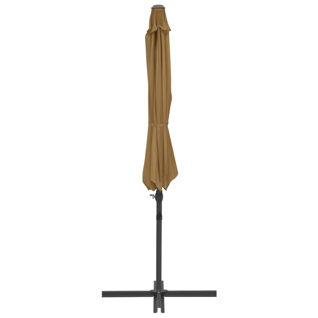 vidaXL Umbrelă consolă de grădină, stâlp din oțel, taupe, 300 cm