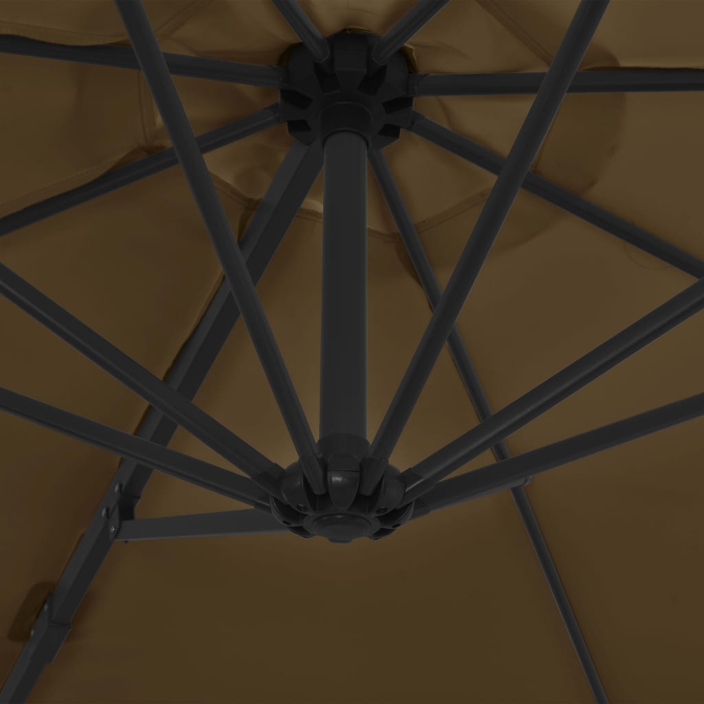 vidaXL Umbrelă consolă de grădină, stâlp din oțel, taupe, 300 cm