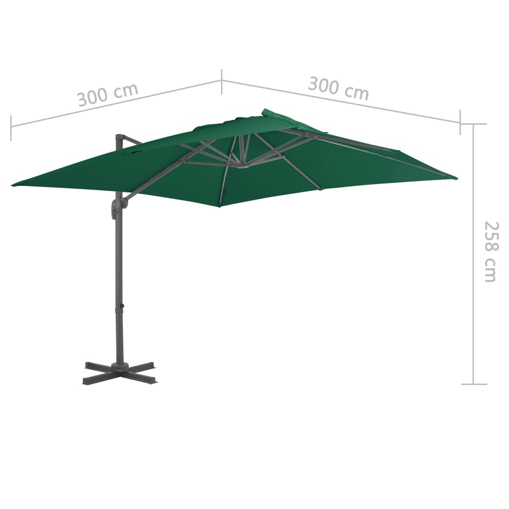 vidaXL Umbrelă în consolă cu stâlp din aluminiu, verde, 300x300 cm vidaXL Umbrelă în consolă cu stâlp din aluminiu, verde, 300x300 cm