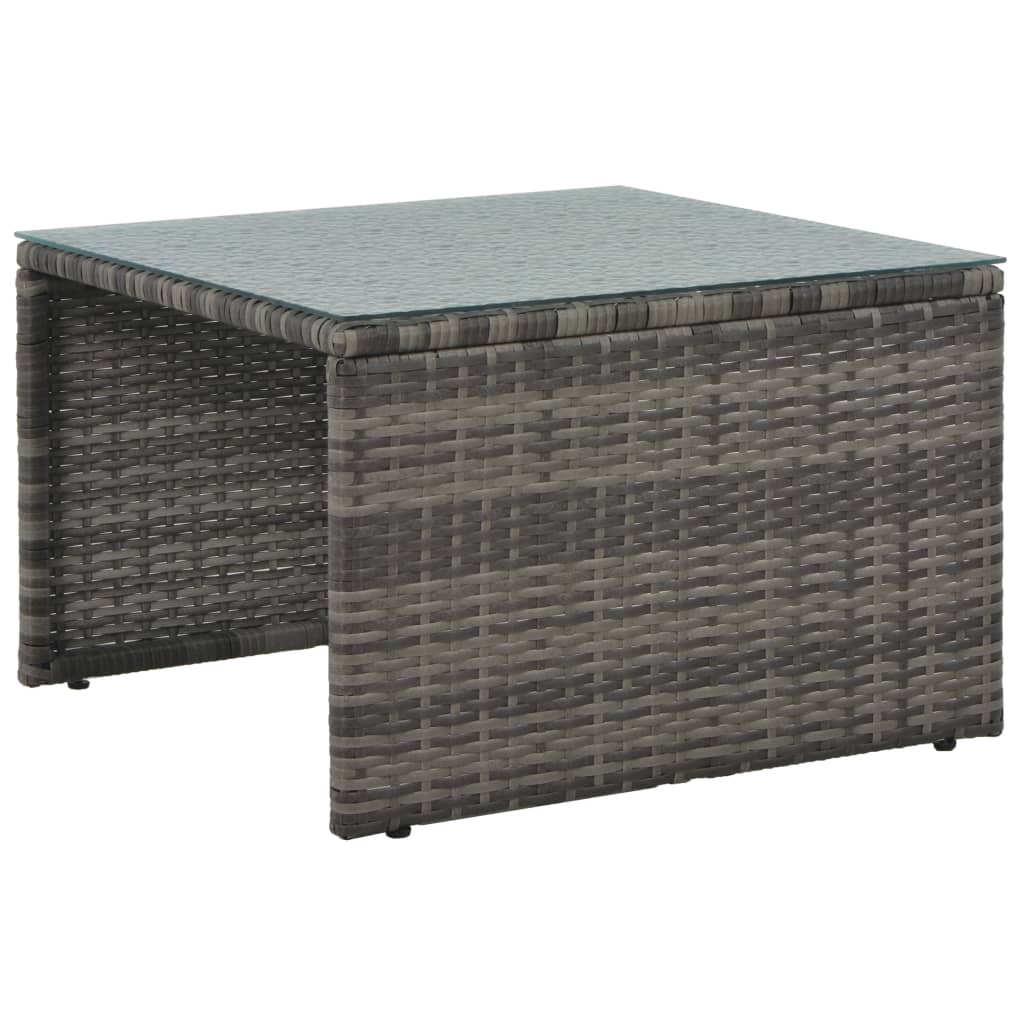 vidaXL Set mobilier de grădină cu perne, 3 piese, gri, poliratan vidaXL Set mobilier de grădină cu perne, 3 piese, gri, poliratan