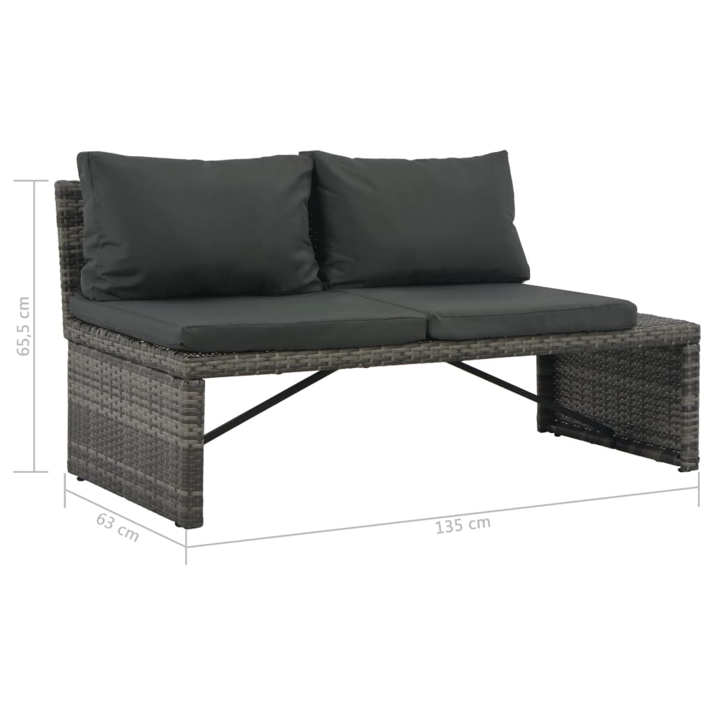 vidaXL Set mobilier de grădină cu perne, 3 piese, gri, poliratan vidaXL Set mobilier de grădină cu perne, 3 piese, gri, poliratan