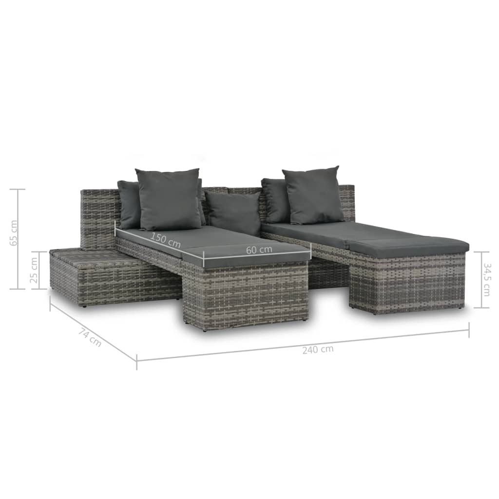 vidaXL Set mobilier de grădină cu perne, 4 piese, gri, poliratan vidaXL Set mobilier de grădină cu perne, 4 piese, gri, poliratan