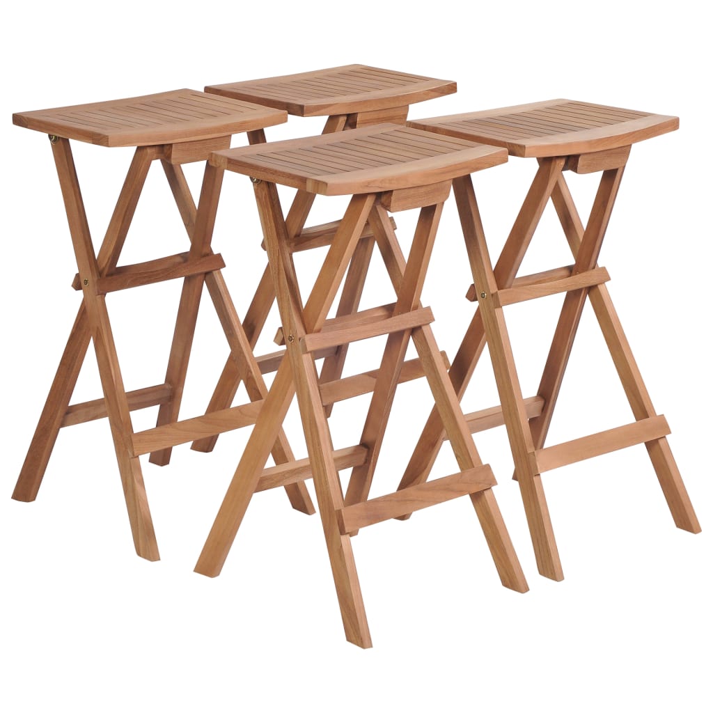 vidaXL Scaune de bar pliabile, 4 buc., lemn masiv de tec vidaXL Scaune de bar pliabile, 4 buc., lemn masiv de tec