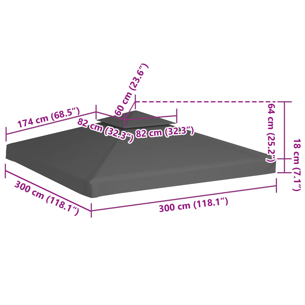 vidaXL Acoperiș de pavilion, 2 niveluri, gri taupe, 3x3 m, 310 g/m² vidaXL Acoperiș de pavilion, 2 niveluri, gri taupe, 3x3 m, 310 g/m²
