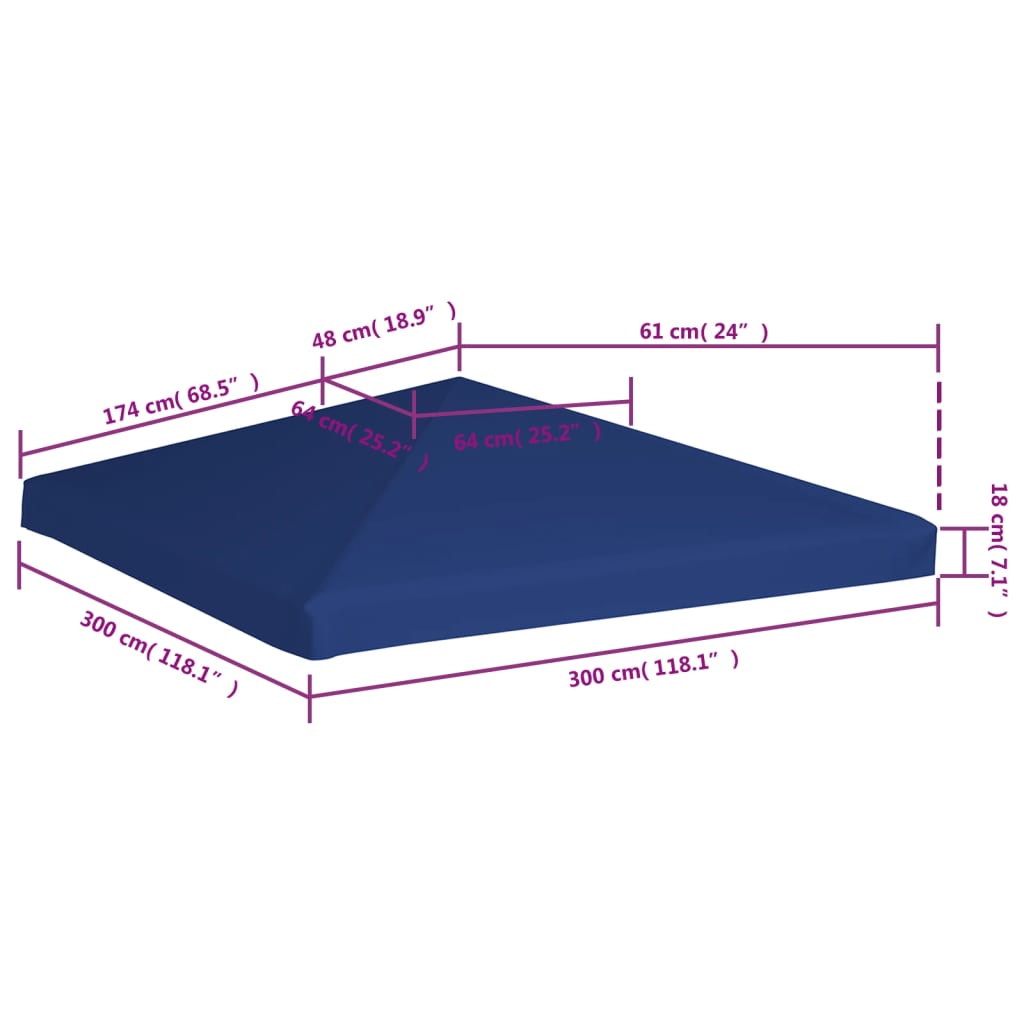 vidaXL Acoperiș de pavilion, 310 g/m², albastru, 3 x 3 m vidaXL Acoperiș de pavilion, 310 g/m², albastru, 3 x 3 m