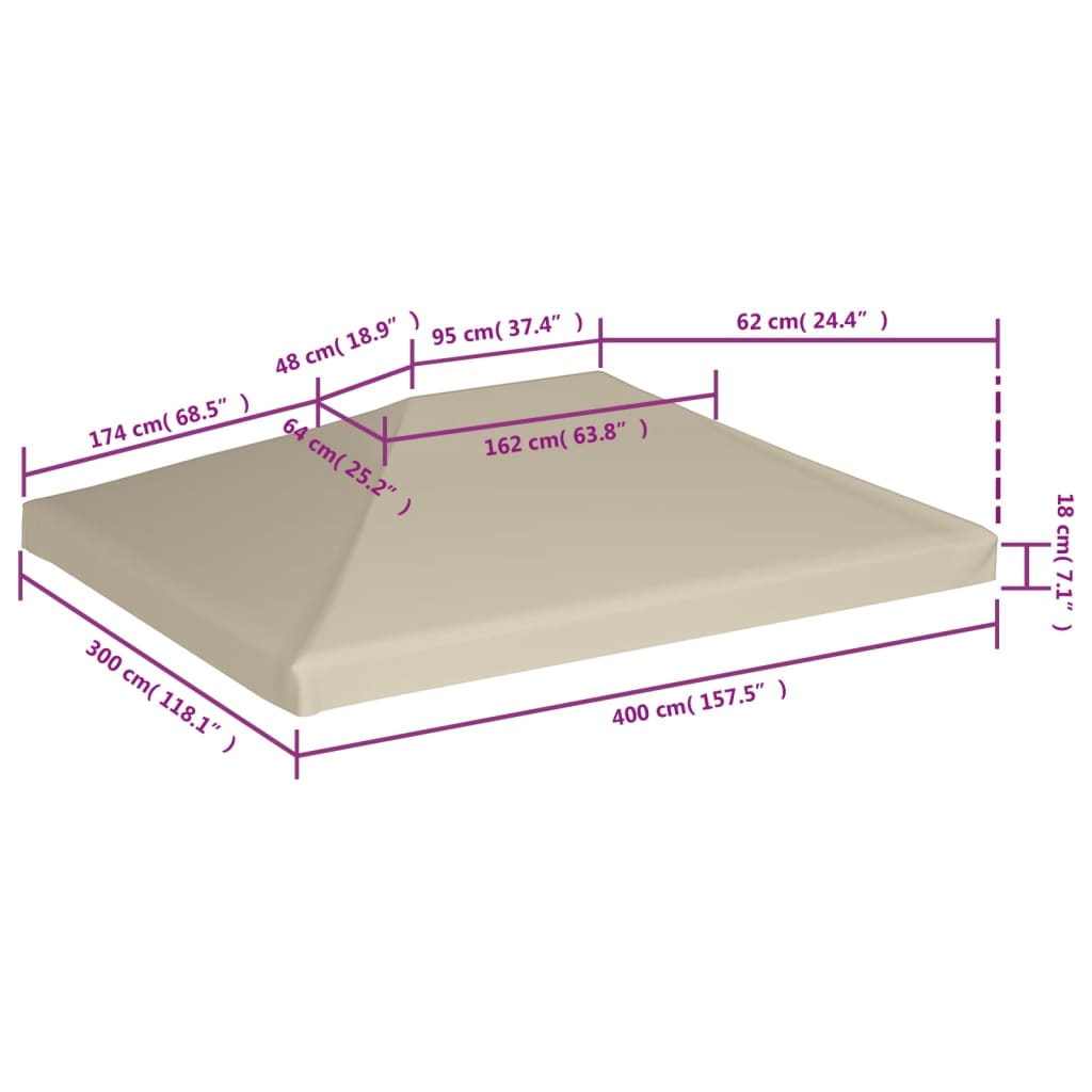 vidaXL Acoperiș de pavilion, bej, 4 x 3 m, 310 g/m² vidaXL Acoperiș de pavilion, bej, 4 x 3 m, 310 g/m²