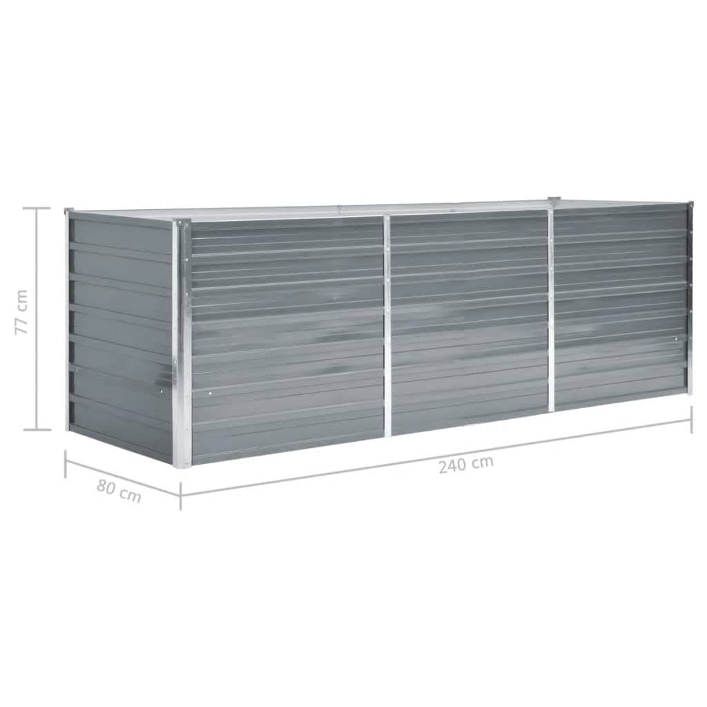 vidaXL Strat înălțat de grădină, gri, 240x80x77 cm, oțel galvanizat