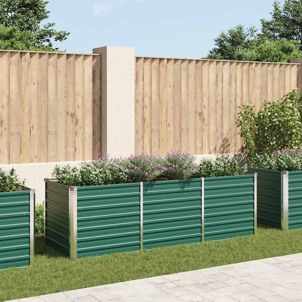 vidaXL Strat înălțat de grădină, verde, 240x80x77 cm, oțel galvanizat vidaXL Strat înălțat de grădină, verde, 240x80x77 cm, oțel galvanizat
