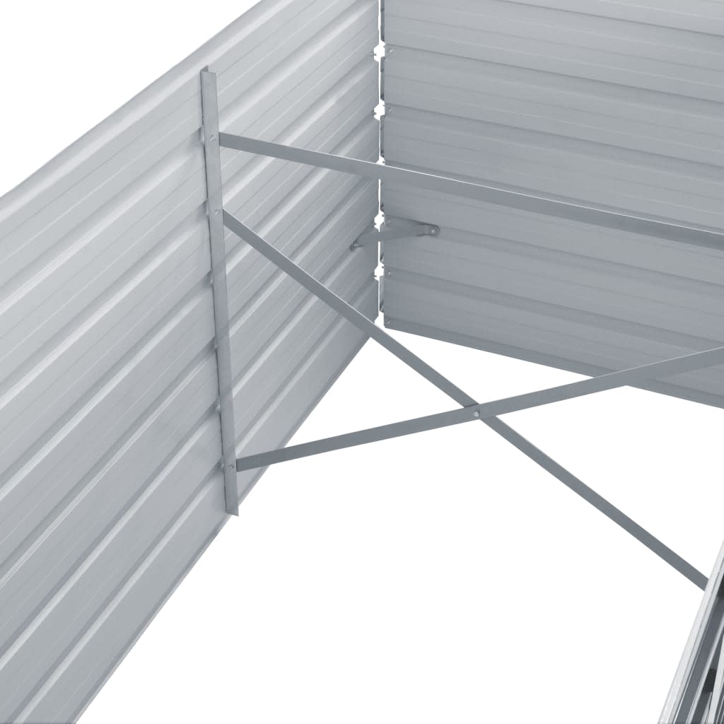 vidaXL Strat înălțat de grădină, gri, 240x80x45 cm, oțel galvanizat