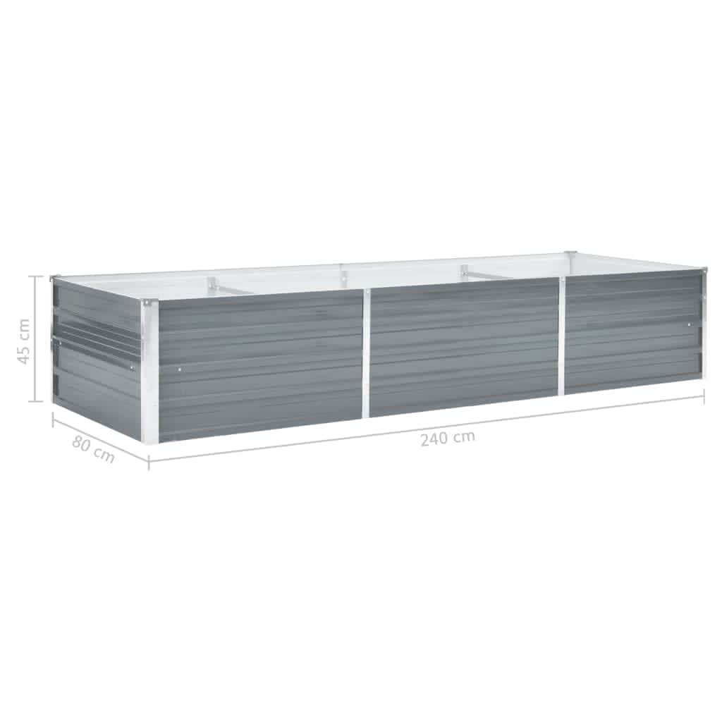 vidaXL Strat înălțat de grădină, gri, 240x80x45 cm, oțel galvanizat