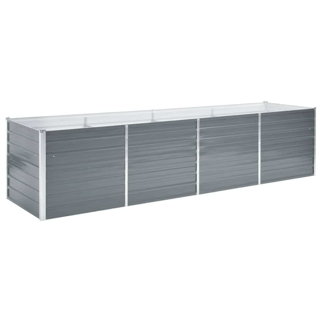 vidaXL Strat înălțat de grădină, gri, 320x80x77 cm, oțel galvanizat