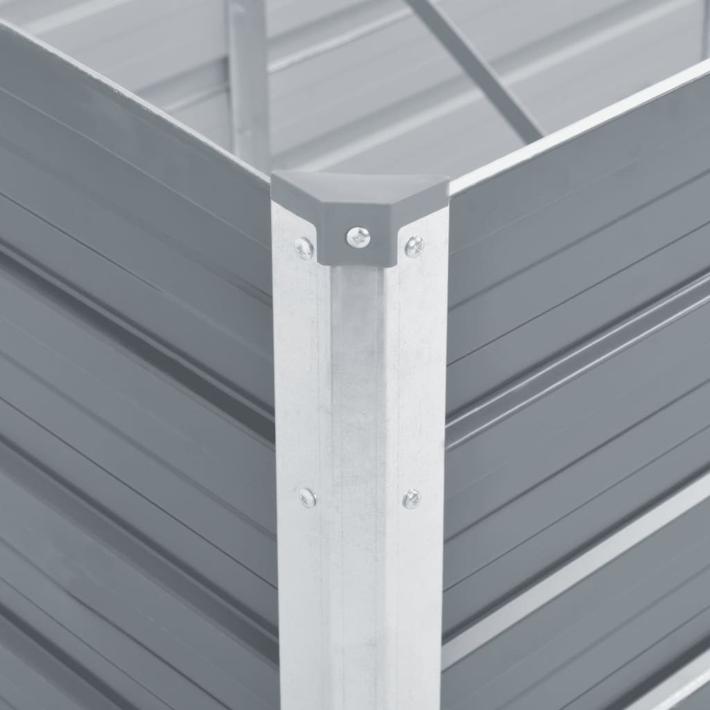 vidaXL Strat înălțat de grădină, gri, 320x80x77 cm, oțel galvanizat