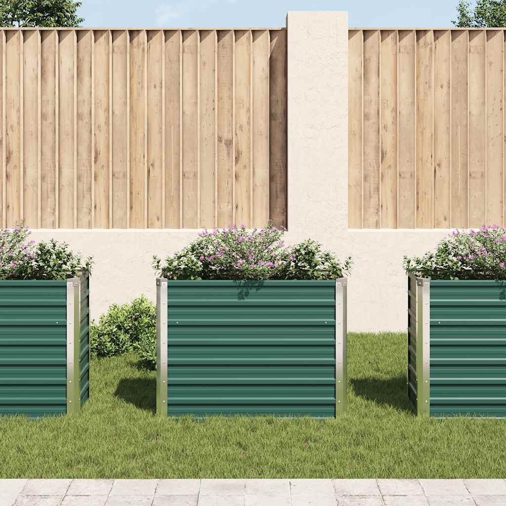 vidaXL Strat înălțat de grădină, verde, 100x40x77 cm, oțel galvanizat