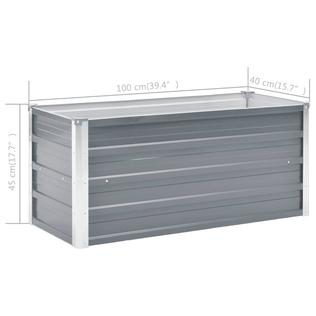 vidaXL Strat înălțat de grădină, gri, 100x40x45 cm, oțel galvanizat