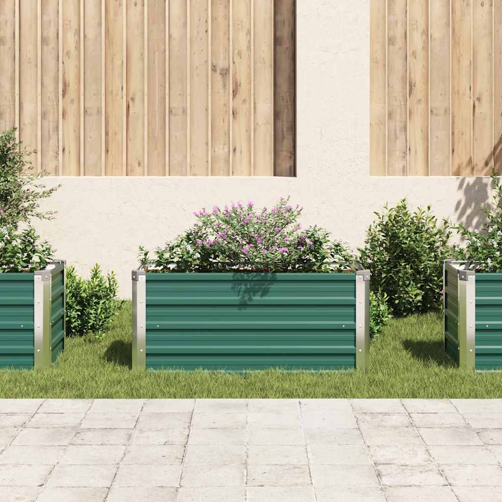 vidaXL Strat înălțat de grădină, verde, 100x40x45 cm, oțel galvanizat