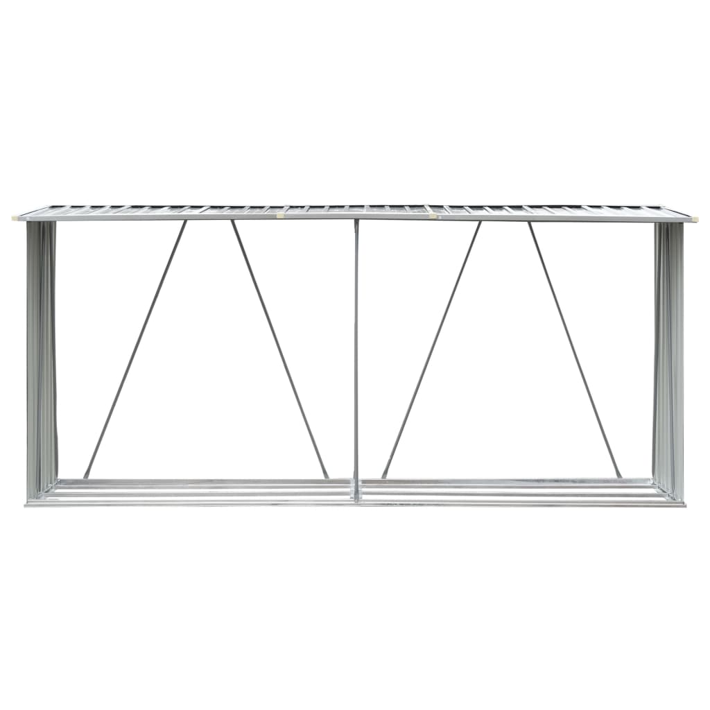 vidaXL Șopron depozitare lemne, oțel galvanizat, 330x84x152 cm, gri vidaXL Șopron depozitare lemne, oțel galvanizat, 330x84x152 cm, gri