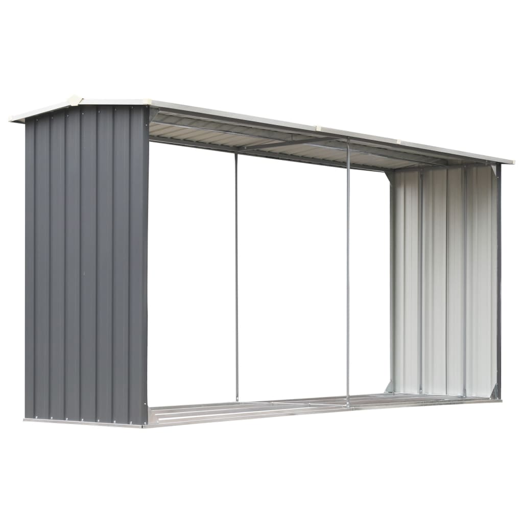 vidaXL Șopron depozitare lemne, oțel galvanizat, 330x92x153 cm, gri