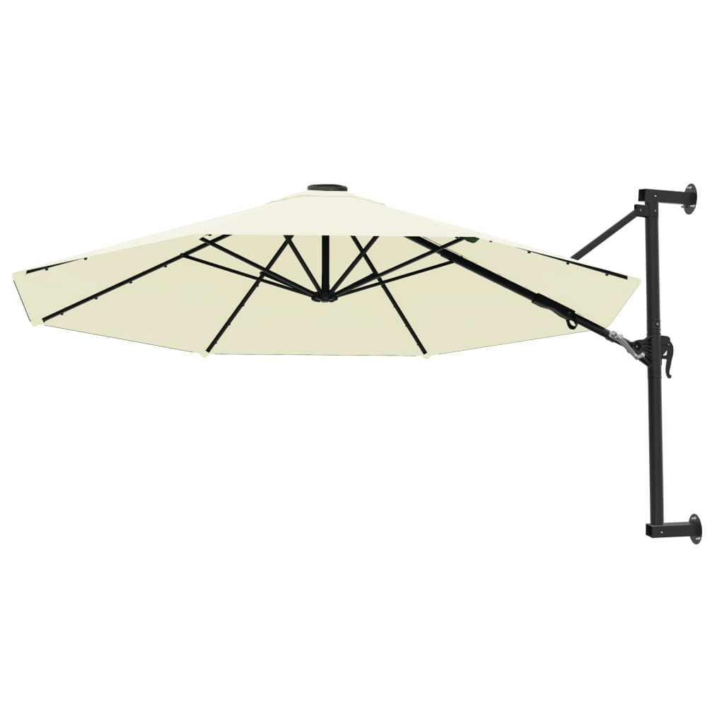 vidaXL Umbrelă soare, montaj pe perete, stâlp metalic, 300 cm, nisipiu vidaXL Umbrelă soare, montaj pe perete, stâlp metalic, 300 cm, nisipiu