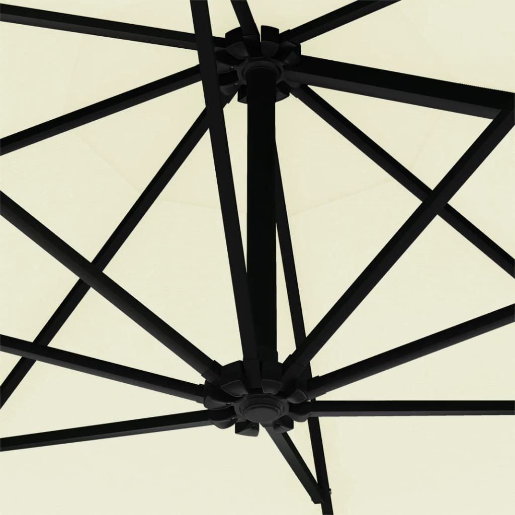 vidaXL Umbrelă soare, montaj pe perete, stâlp metalic, 300 cm, nisipiu vidaXL Umbrelă soare, montaj pe perete, stâlp metalic, 300 cm, nisipiu