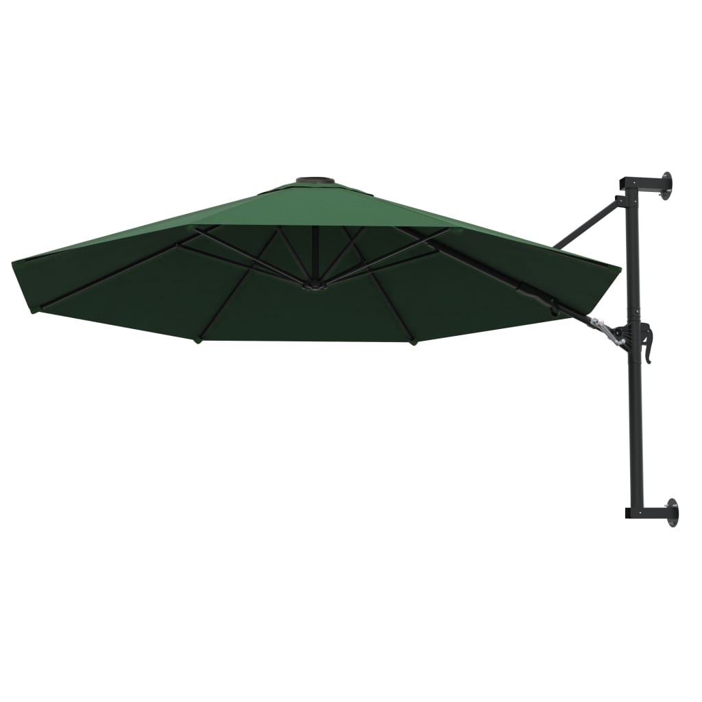 vidaXL Umbrelă soare, montaj pe perete, tijă metalică, verde, 300 cm vidaXL Umbrelă soare, montaj pe perete, tijă metalică, verde, 300 cm