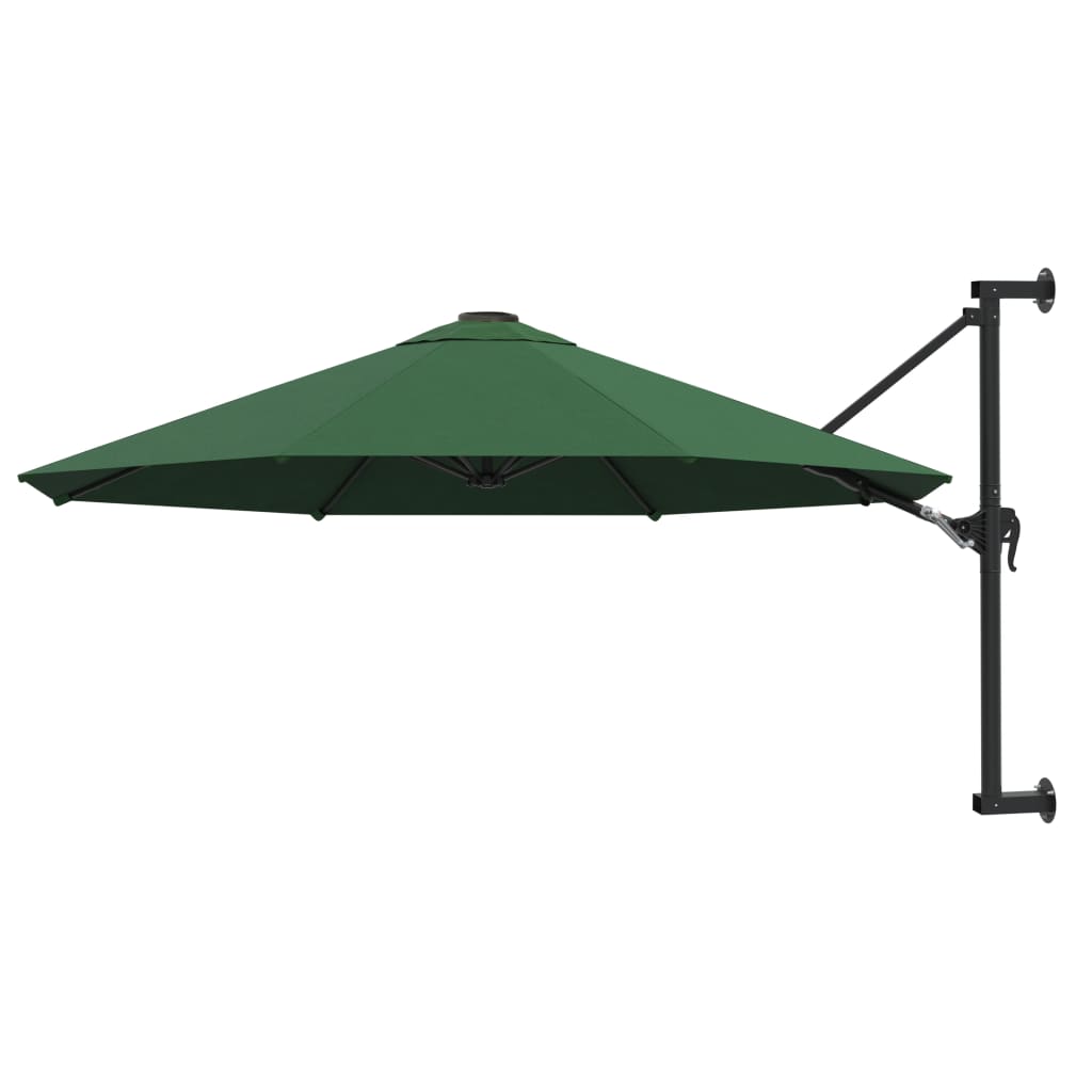 vidaXL Umbrelă soare, montaj pe perete, tijă metalică, verde, 300 cm vidaXL Umbrelă soare, montaj pe perete, tijă metalică, verde, 300 cm