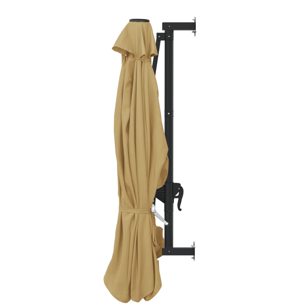 vidaXL Umbrelă soare montaj pe perete tijă metalică gri taupe 300 cm vidaXL Umbrelă soare montaj pe perete tijă metalică gri taupe 300 cm