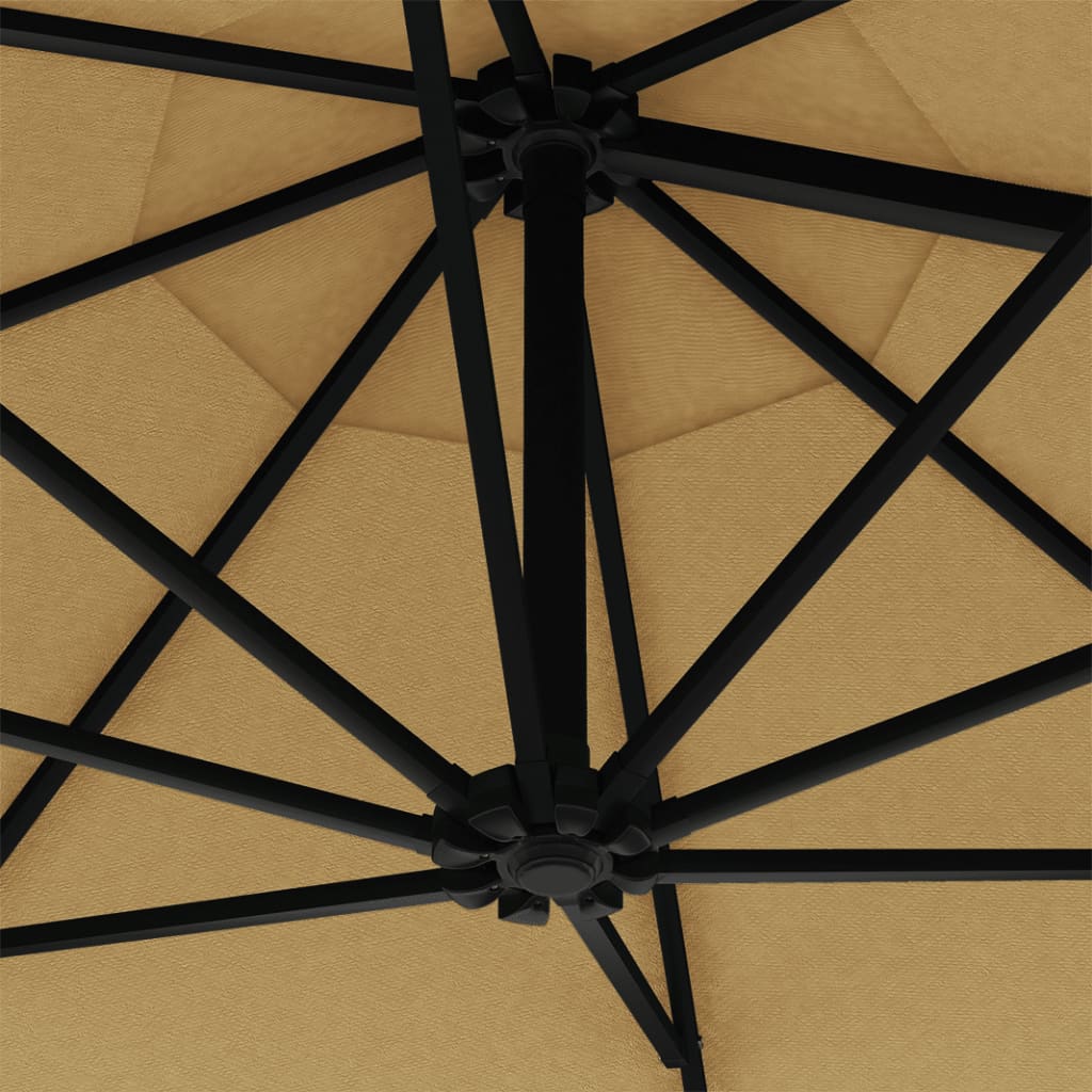 vidaXL Umbrelă soare montaj pe perete tijă metalică gri taupe 300 cm vidaXL Umbrelă soare montaj pe perete tijă metalică gri taupe 300 cm
