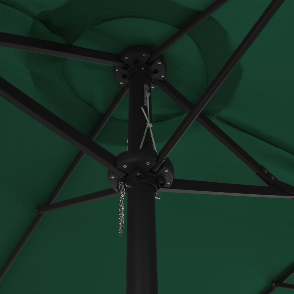 vidaXL Umbrelă de soare de exterior, stâlp aluminiu, verde, 460x270 cm