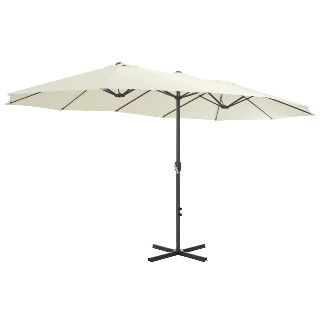 vidaXL Umbrelă soare exterior, stâlp aluminiu, nisipiu, 460 x 270 cm vidaXL Umbrelă soare exterior, stâlp aluminiu, nisipiu, 460 x 270 cm