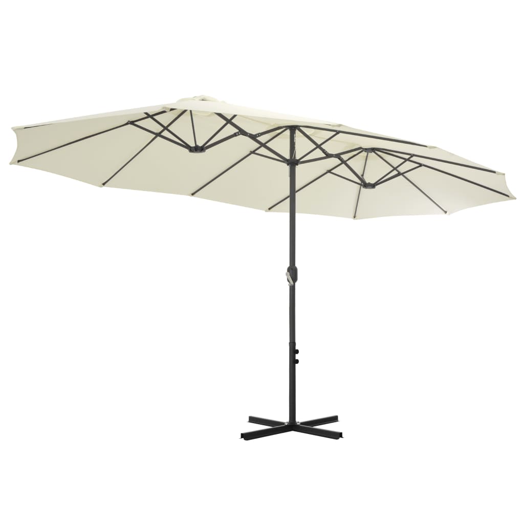 vidaXL Umbrelă soare exterior, stâlp aluminiu, nisipiu, 460 x 270 cm vidaXL Umbrelă soare exterior, stâlp aluminiu, nisipiu, 460 x 270 cm
