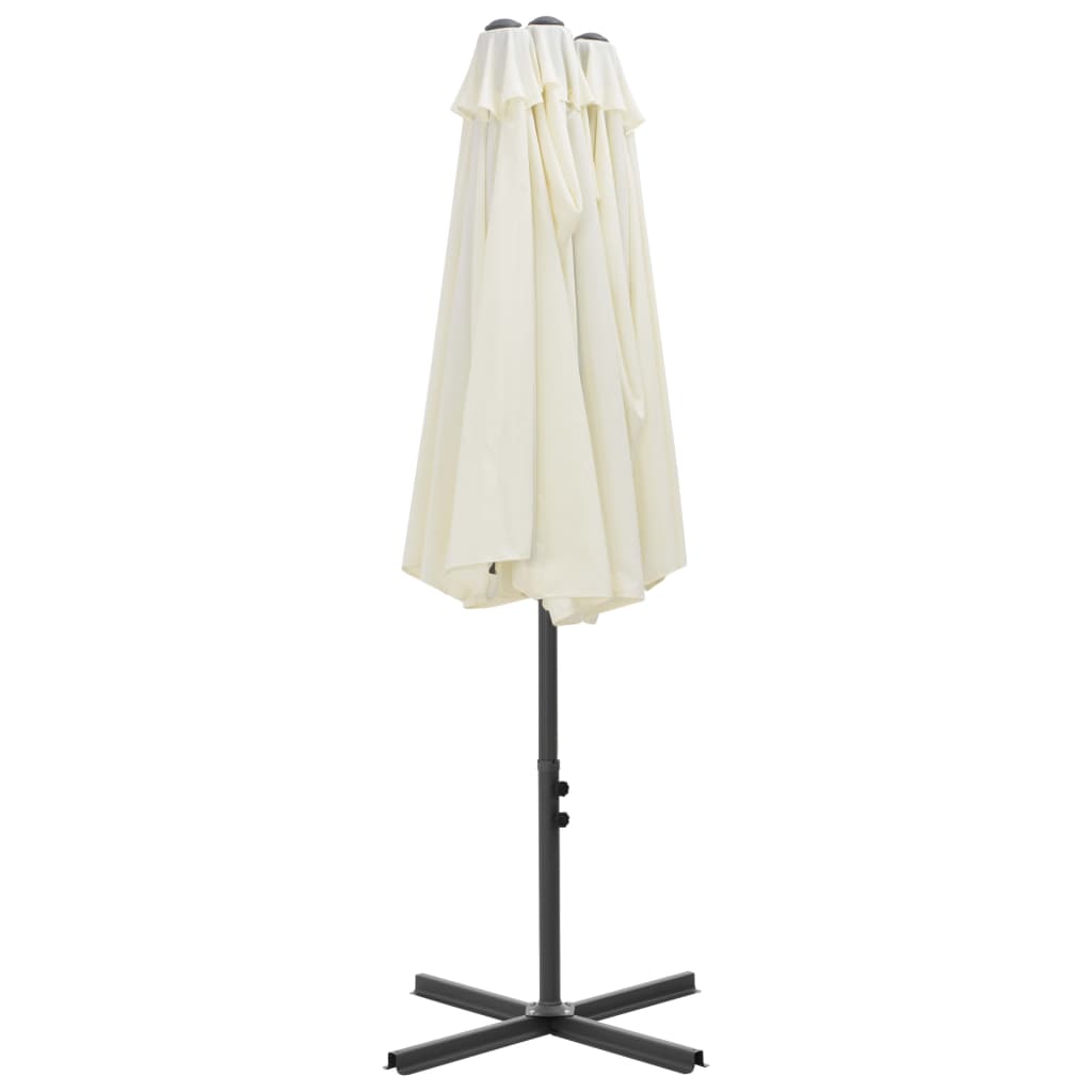 vidaXL Umbrelă soare exterior, stâlp aluminiu, nisipiu, 460 x 270 cm vidaXL Umbrelă soare exterior, stâlp aluminiu, nisipiu, 460 x 270 cm
