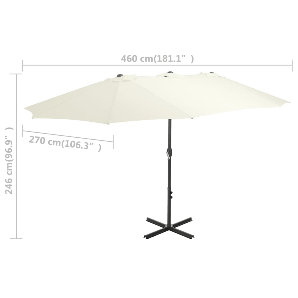 vidaXL Umbrelă soare exterior, stâlp aluminiu, nisipiu, 460 x 270 cm vidaXL Umbrelă soare exterior, stâlp aluminiu, nisipiu, 460 x 270 cm